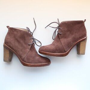 Michael Kors Brown Suede Leather Lace-up Heeled Ankle Boots / Booties Size 7.5
